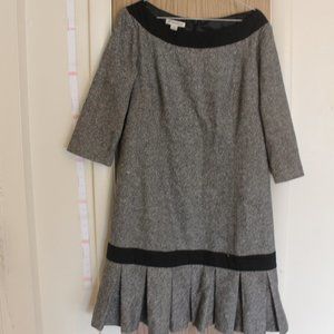 Wool Silk Blend Knee Length Wide Neck Dress